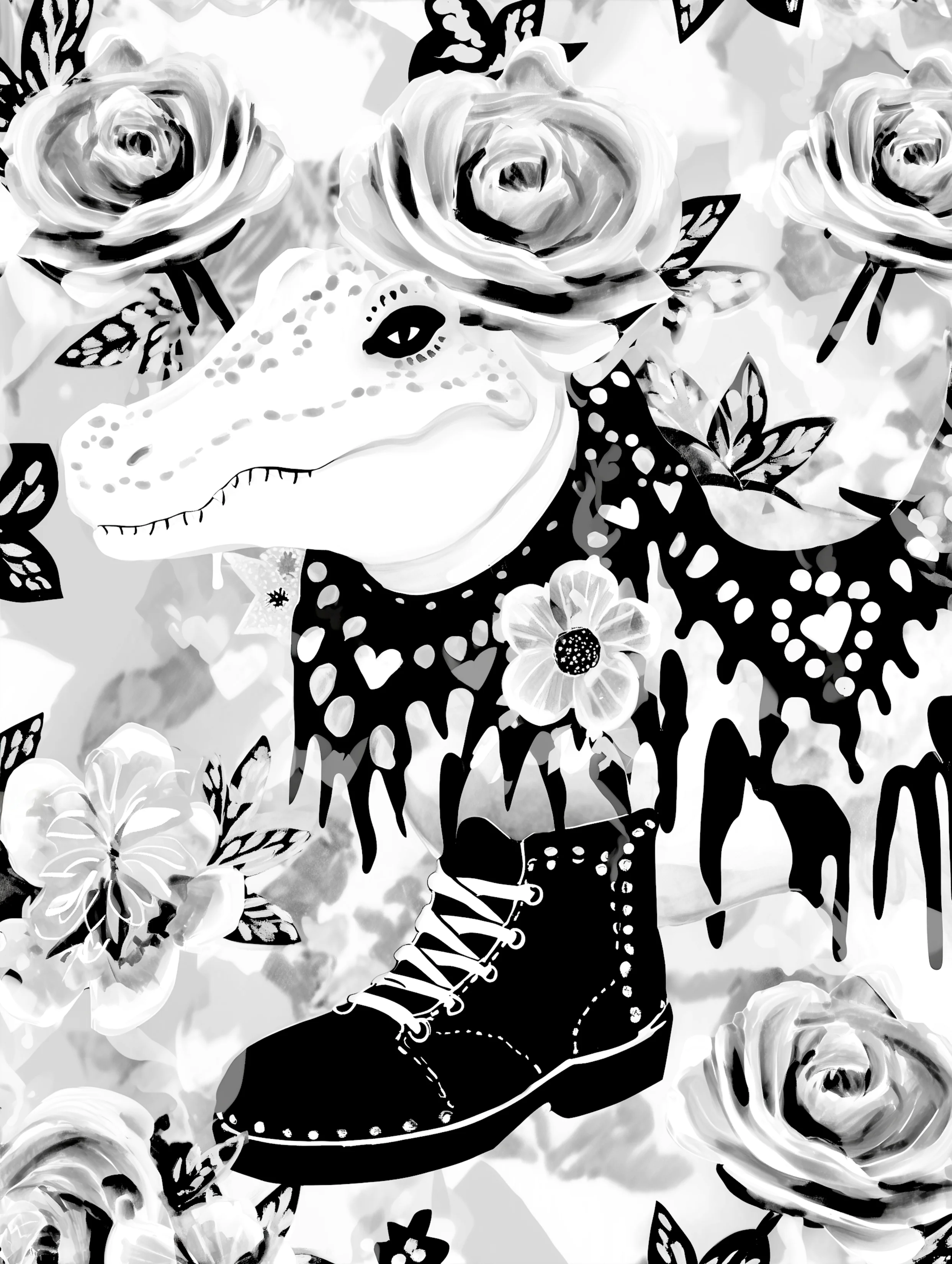 Free printable crocodile coloring pages for adults featuring croc with one shoe